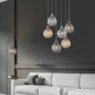 Immagine di Lampada A Sospensione Goccia Vetro Ambra Effetto Diamante Be Light