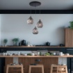 Immagine di Lampadario Rotondo Nero 3 Luci Vetri Grigio Specchiato Diamante Be Light