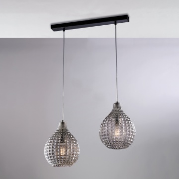 Immagine di Sospensione Moderna Lineare Due Vetri Grigi Diamante Be Light