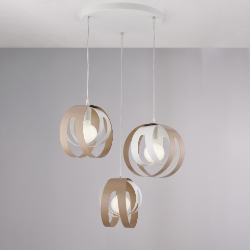 Immagine di Lampadario Moderno Metallo Bianco e Tortora Tobias Ø55 cm Be Light