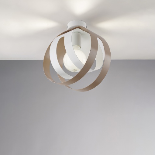 Immagine di Lampada Soffitto Parete Tobias Fasce Metallo Bianco e Tortora Be Light