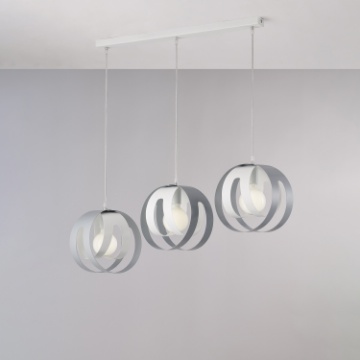 Immagine di Sospensione Binario Tre Luci Bianco e Grigio Tobias 3xE27 Be Light