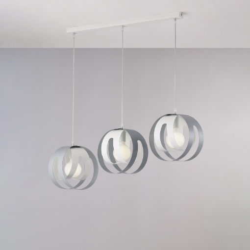 Immagine di Sospensione Binario Tre Luci Bianco e Grigio Tobias 3xE27 Be Light
