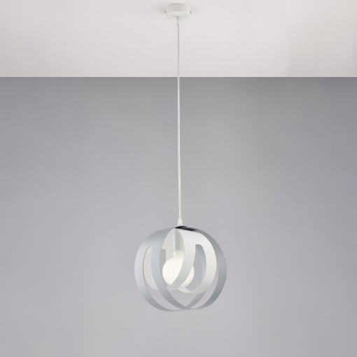 Immagine di Lampada a Sospensione Fasce Metallo Bianco e Grigio Tobias Be Light