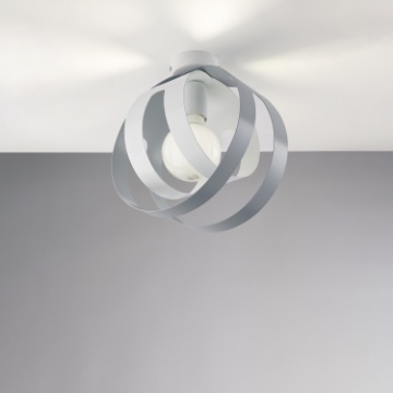 Immagine di Lampada Moderna da Soffitto Fasce Metallo Bianco e Grigio Tobias Be Light