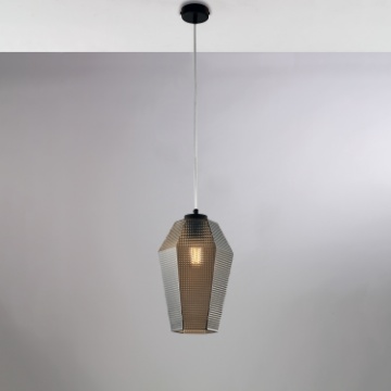 Immagine di Sospensione Vetro Grigio Specchiato Esagonale Prisma Be Light