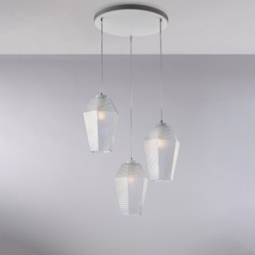 Immagine di Lampadario Rotondo 3 Luci Vetro Trasparente Prisma Ø47 cm Be Light
