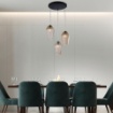 Immagine di Lampadario Sala da Pranzo Tre Pendenti Vetro Prisma Ambra Be Light