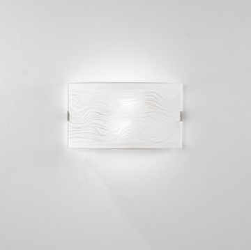 Immagine di Applique Vetro Curvo Bianco Decoro Onde 2xE27 Kardio Fan Europe