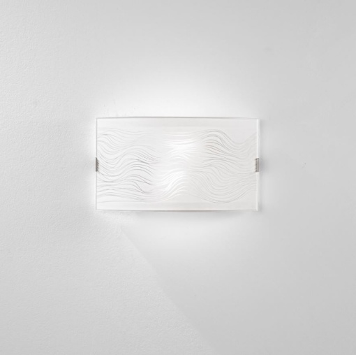 Immagine di Applique Vetro Curvo Bianco Decoro Onde 2xE27 Kardio Fan Europe