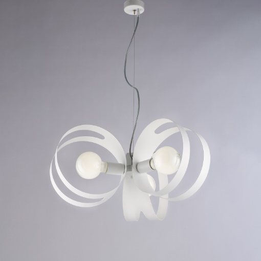 Immagine di Lampadario Tondeggiante Moderno Metallo Bianco 3 Luci Peter Be Light