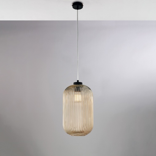 Immagine di Lampadario Pendente Vetro Ambra Plissettato Krizia 1xE27 Be Light