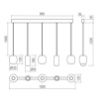 Immagine di Lampadario A Binario Per Tavolo 5 Pendenti Metallo Opaco Led GU10 Boom Smarter