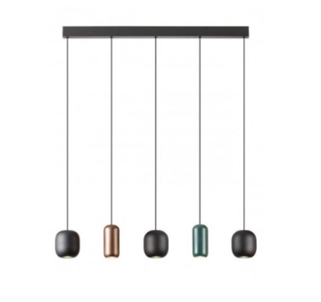 Immagine di Lampadario A Binario Per Tavolo 5 Pendenti Metallo Opaco Led GU10 Boom Smarter