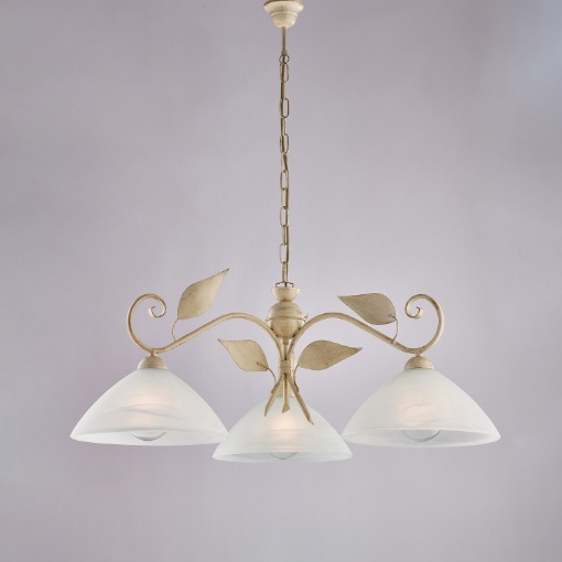 Immagine di Lampadario Rustico 3 Luci Ferro Battuto Avorio e Oro Esse Be Light