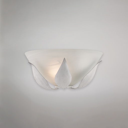 Immagine di Applique Ferro Battuto Bianco Argento Mezzaluna Vetro Esse Be Light