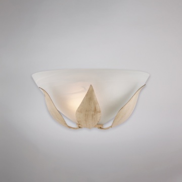 Immagine di Applique Mezzaluna Vetro Esse Foglie Ferro Battuto Avorio Be Light