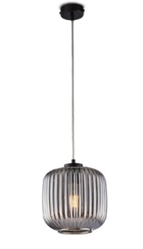 Immagine di Lampadario Boccia Vetro Rigato Grigio Anya 1xE27 Be Light