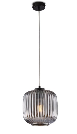 Immagine di Lampadario Boccia Vetro Rigato Grigio Anya 1xE27 Be Light