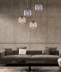 Immagine di Lampadario Boccia Vetro Rigato Grigio Anya 1xE27 Be Light