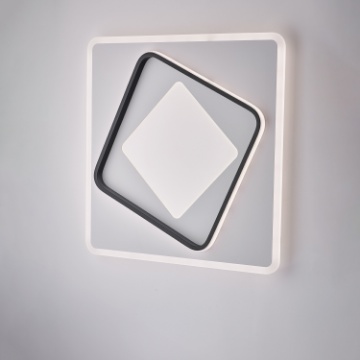 Immagine di Plafoniera Design Quadrati Sovrapposti 3D Bianco e Nero Led CCT Lulu' Be Light