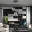 Immagine di Lampadario Soggiorno Tre Bocce Vetro Rigato Fume Glamour Be Light