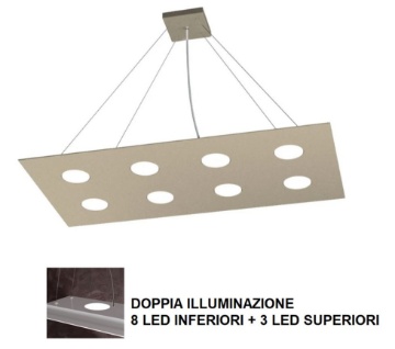 Immagine di Lampadario Rettangolare Led Gx53 Luce Sopra Sotto Area 1127 S8R+3 Top Light