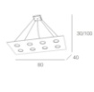 Immagine di Lampadario Rettangolare Led Gx53 Luce Sopra Sotto Area 1127 S8R+3 Top Light