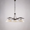 Immagine di Lampadario Bilbao Ferro Ruggine Tre Coppe Vetro Bianco Ambra Be Light