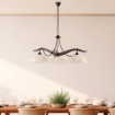 Immagine di Lampadario Bilbao Ferro Ruggine Tre Coppe Vetro Bianco Ambra Be Light