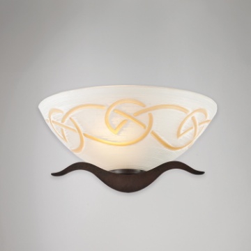 Immagine di Applique Classica Ruggine Coppa Vetro Decoro Ambra Bilbao Be Light