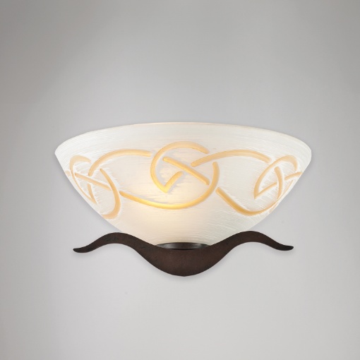 Immagine di Applique Classica Ruggine Coppa Vetro Decoro Ambra Bilbao Be Light