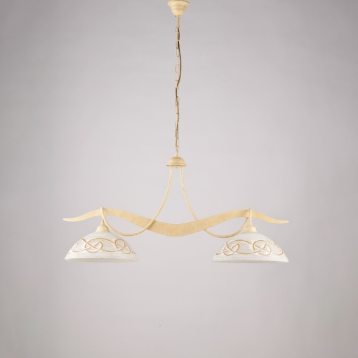 Immagine di Bilanciere Rustico Per Tavolo Avorio Con Vetri Decoro Ambra Bilbao Be Light