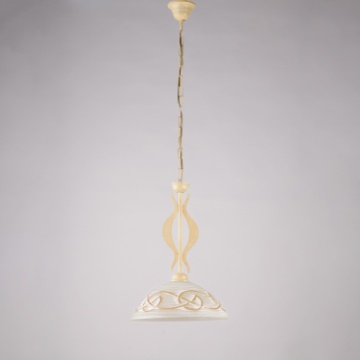 Immagine di Sospensione Classica Avorio Coppa Vetro Decoro Ambra Bilbao Be Light