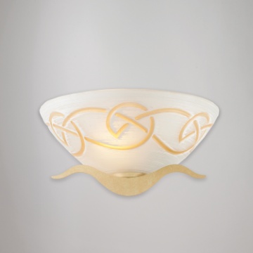 Immagine di Applique Classica Avorio Coppa Vetro Decoro Ambra Bilbao Be Light