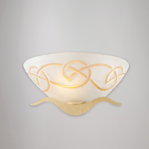 Immagine di Applique Classica Avorio Coppa Vetro Decoro Ambra Bilbao Be Light