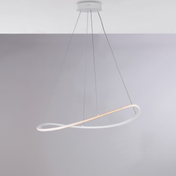 Immagine di Lampadario Bianco Design Anello Curvo Led 40w CCT Raky Be Light