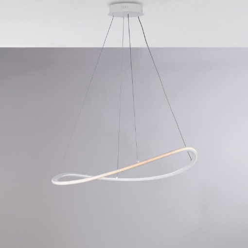 Immagine di Lampadario Bianco Design Anello Curvo Led 40w CCT Raky Be Light