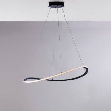 Immagine di Sospensione Design Anello Curvo Nero Led 40w CCT Raky Be Light