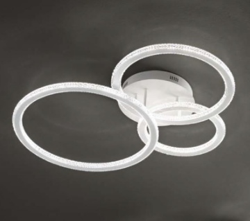 Immagine di Plafoniera Luminosa Bianca Tre Anelli Effetto Diamante Led 86w Bryant Fan