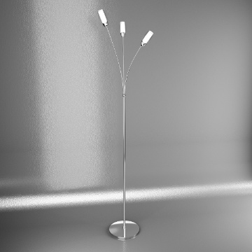 Immagine di Piantana Moderna Cromo Braccetti Curvi Con Cilindri Vetro Led G9 Feeling Net Top Light