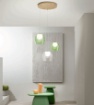 Immagine di Lampadario Rotondo Sfere Bianche Led 25w 3000k Con Vetri Colorati Santos Ondaluce