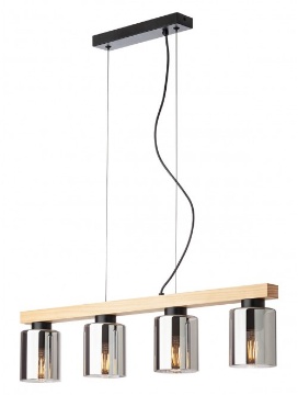 Immagine di Lampadario Da Tavolo Binario Legno Con Vetri Fume Rotis Smarter
