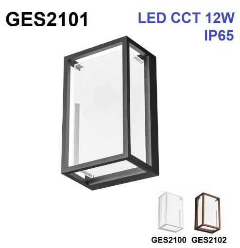 Immagine di Applique Squadrata Per Esterni IP65 Led CCT 12w Con Selettore Colore Luce Gea