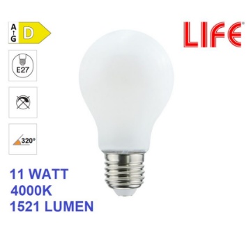 Immagine di Lampadina LED Goccia Vetro Milky E27 11W 4000K Luce Naturale Life Electronics