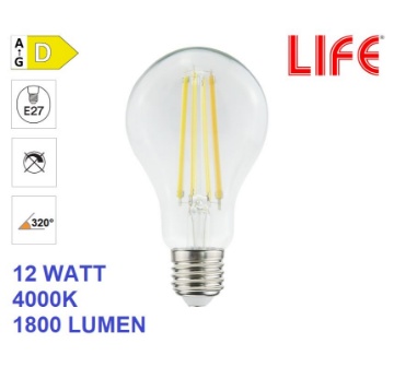 Immagine di Lampadina LED E27 Goccia A70 12W 4000K 1800Lm Luce Naturale Life