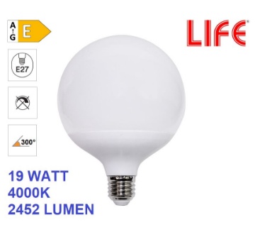 Immagine di Lampadina LED E27 Globo G120 19W Luce Naturale 4000k 300° Life