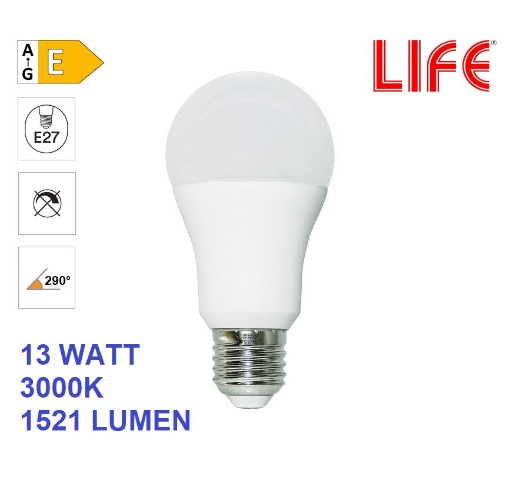 Immagine di Lampadina LED A60 Goccia E27 13W 3000K Luce Calda Life Electronics
