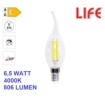 Immagine di Lampadina LED E14 Fiamma Vetro Trasparente CF35 6.5W 4000K Luce Naturale Life