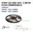 Immagine di Bobina Striscia Led 5 Metri Dimmerabile 4,8w/m 24V 3000k o 4000K GST110 Gea Led
